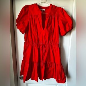 Bright Orange- Red Women's Tie-Waist Dress Top
